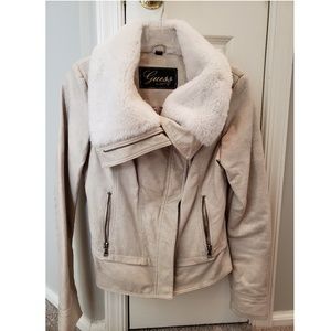 Guess Fur Collared Faux Leather Jacket